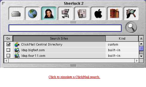 ClickMail plug-in listed in Sherlock 2 People Channel